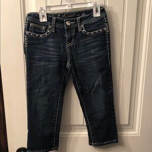 L.A. Idol Dark Blue Ankle Jeans with Embellishments capri size 12 girls